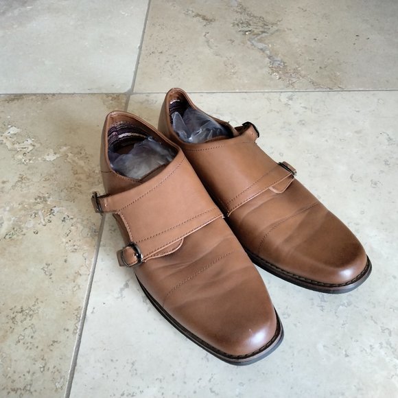 Darby Shoes Double Monk Slip-On Dress Leather Upper Mens US Size 9 Brown. main image 4